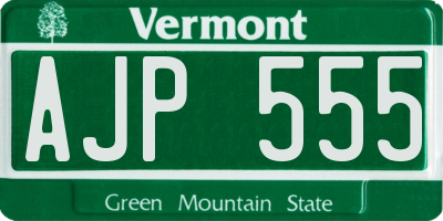 VT license plate AJP555