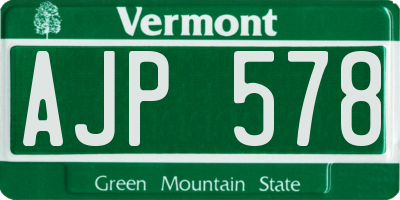 VT license plate AJP578