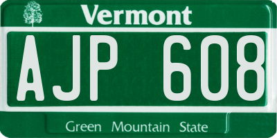 VT license plate AJP608