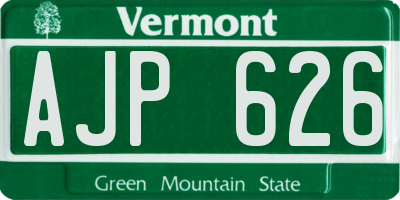 VT license plate AJP626