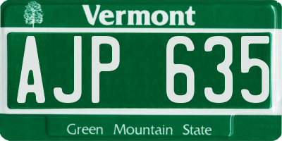 VT license plate AJP635