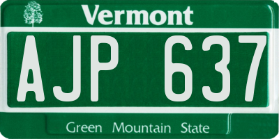 VT license plate AJP637
