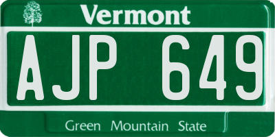 VT license plate AJP649
