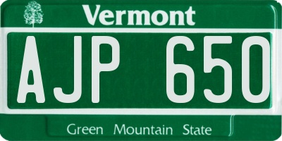 VT license plate AJP650