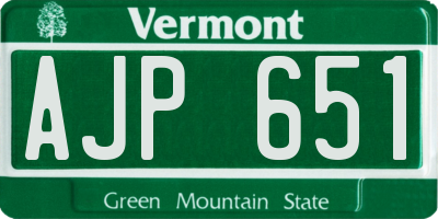 VT license plate AJP651