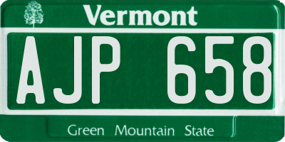 VT license plate AJP658