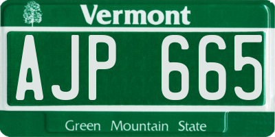 VT license plate AJP665