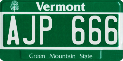 VT license plate AJP666