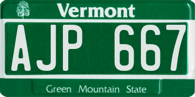 VT license plate AJP667