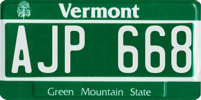 VT license plate AJP668