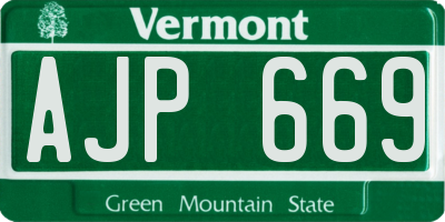 VT license plate AJP669