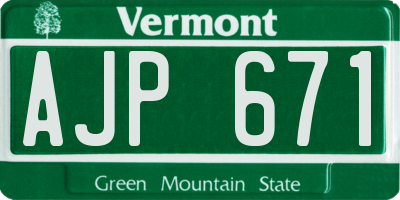 VT license plate AJP671