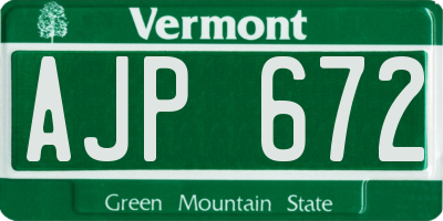 VT license plate AJP672