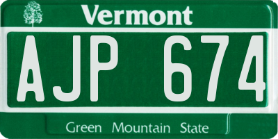 VT license plate AJP674