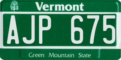 VT license plate AJP675