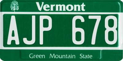 VT license plate AJP678