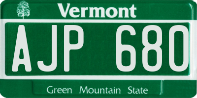 VT license plate AJP680