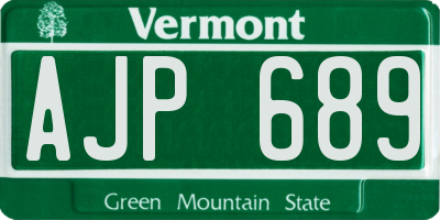 VT license plate AJP689