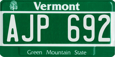 VT license plate AJP692