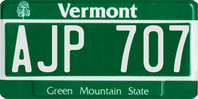 VT license plate AJP707