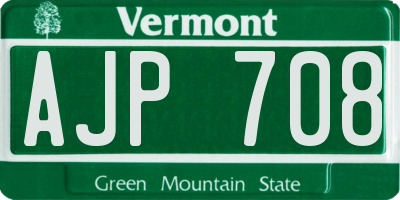 VT license plate AJP708