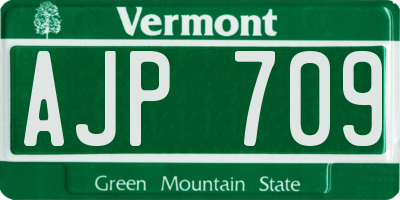 VT license plate AJP709