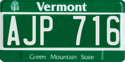 VT license plate AJP716