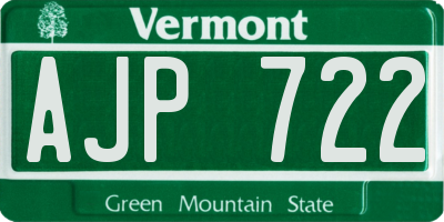 VT license plate AJP722
