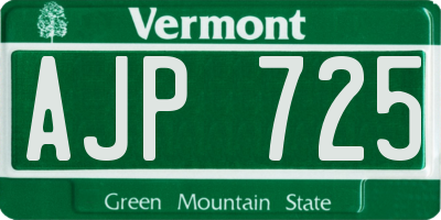 VT license plate AJP725