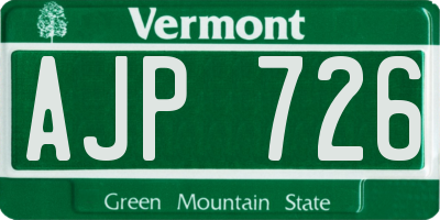 VT license plate AJP726
