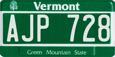 VT license plate AJP728