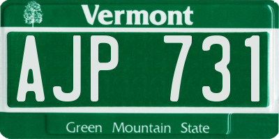 VT license plate AJP731