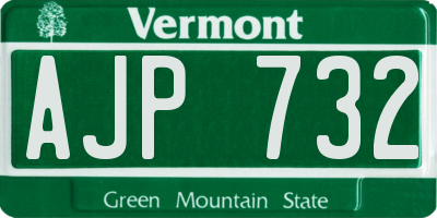 VT license plate AJP732