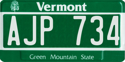 VT license plate AJP734