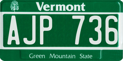 VT license plate AJP736