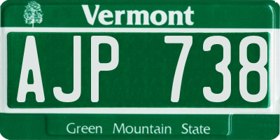 VT license plate AJP738