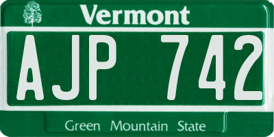 VT license plate AJP742