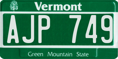 VT license plate AJP749
