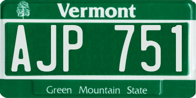VT license plate AJP751