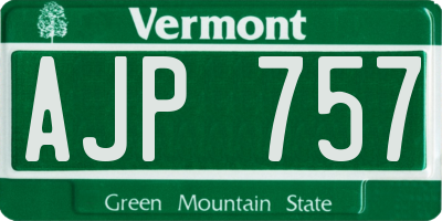 VT license plate AJP757