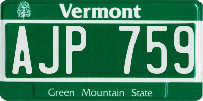 VT license plate AJP759