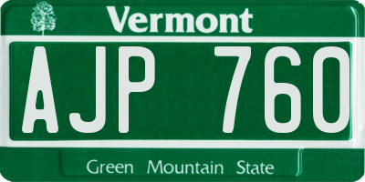VT license plate AJP760