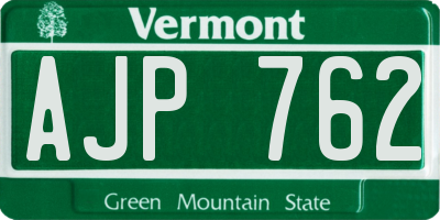 VT license plate AJP762