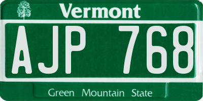 VT license plate AJP768