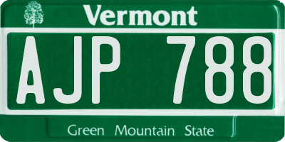 VT license plate AJP788