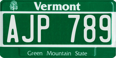 VT license plate AJP789