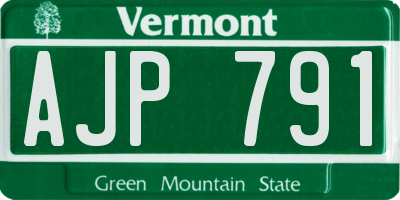 VT license plate AJP791