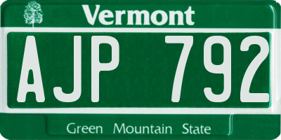 VT license plate AJP792