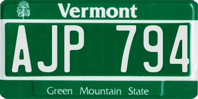 VT license plate AJP794