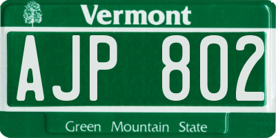 VT license plate AJP802